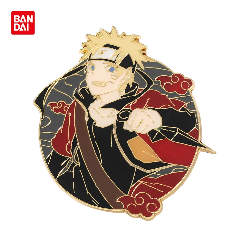 

Bandai Uzumaki Naruto Metal Enamel Badge Anime Figure Brooch Cartoon Pins for Backpack Accessories Fans Collect Gift Periphery