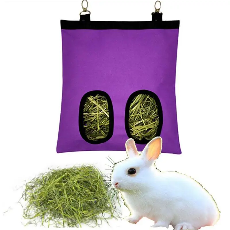 

Small animal pet rabbit hay bag hanging bag feeder rack feeding dispenser container rabbit guinea pig food bag