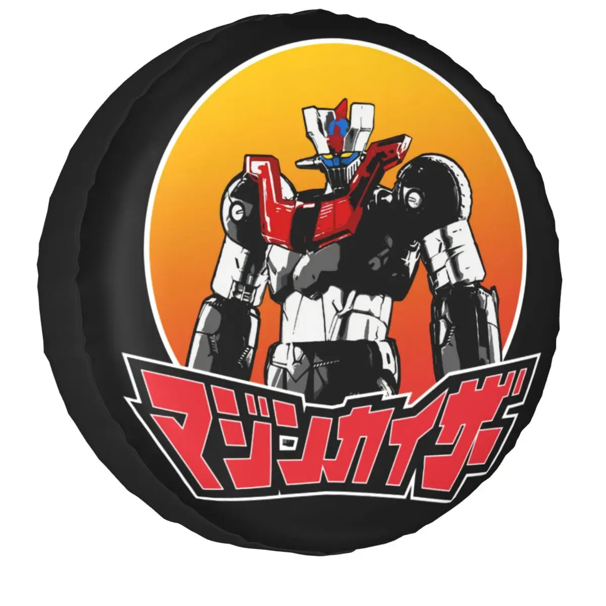 

Mazinger Z Spare Wheel Cover Universal for Jeep Trailer Japanese Robot Head Fashion Anime Tire Protector 14" 15" 16" 17" Inch