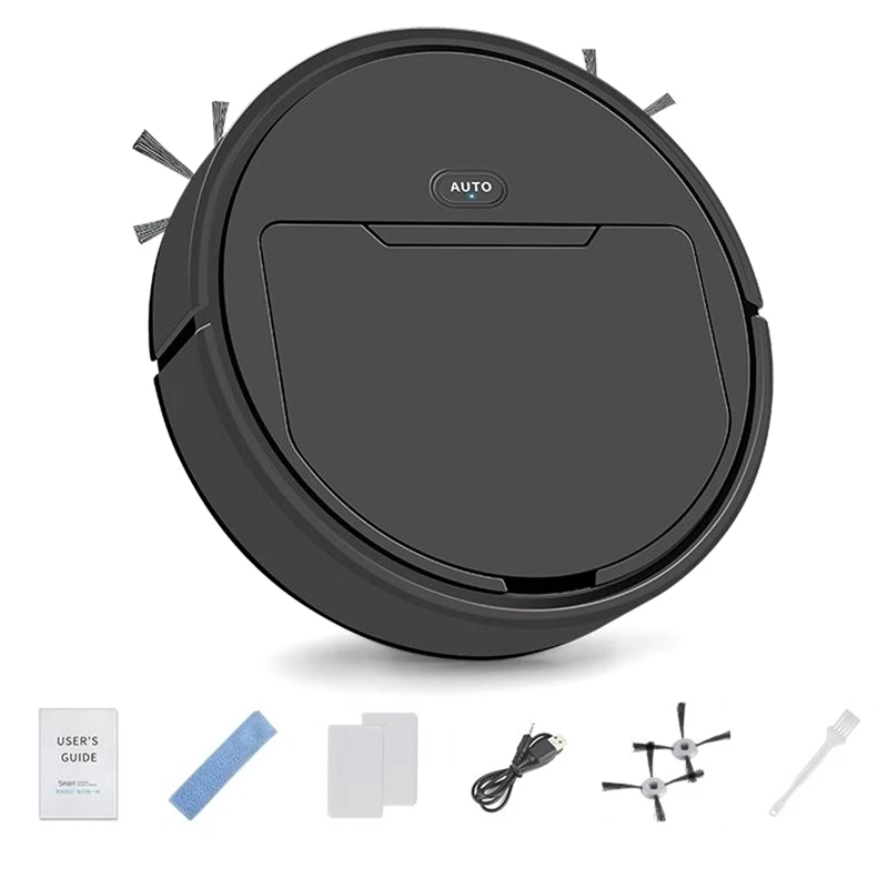 

1Set-Sweeping-Robot,-Automatic-Vacuum-Cleaner,-Black--Floor-Dust-Absorption-3-In-1-USB-Charging-40Db-Low-Noise-Robotic