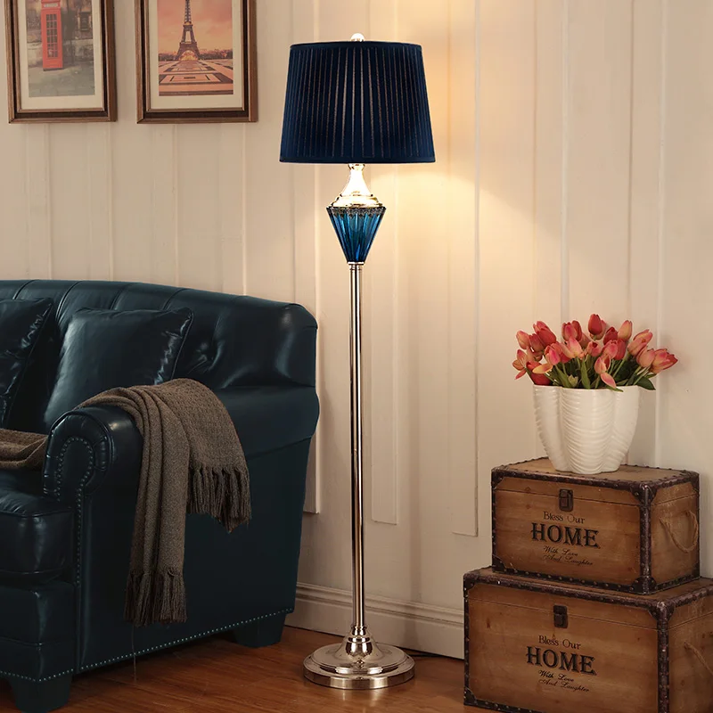 

Blue European-Style Floor Lamp Bedroom Living Room Simple Modern Creative Glass Advanced Sense American Bedside Table Lamp
