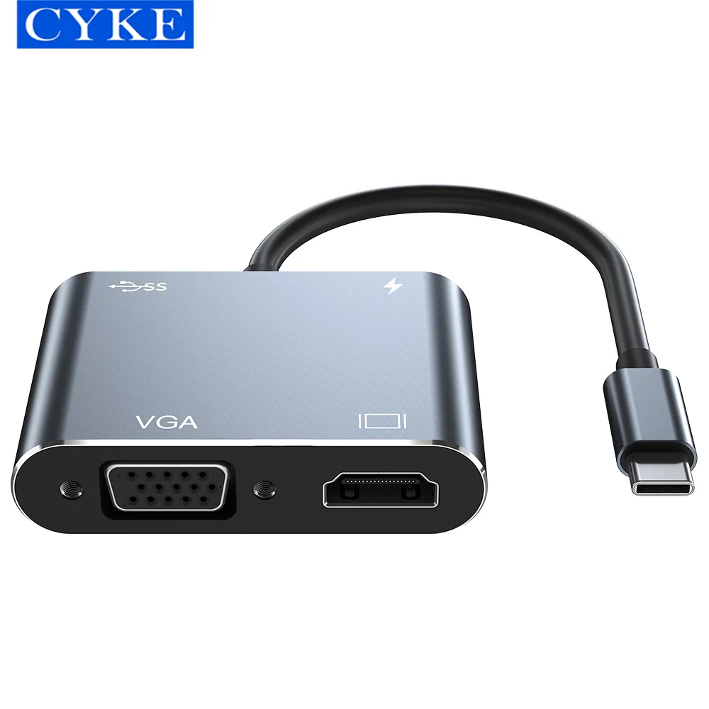 Видеовыход CYKE 4K 4 в 1 USB C к VGA HD-MI Платная док-станция Type-c Тип 4-портовый