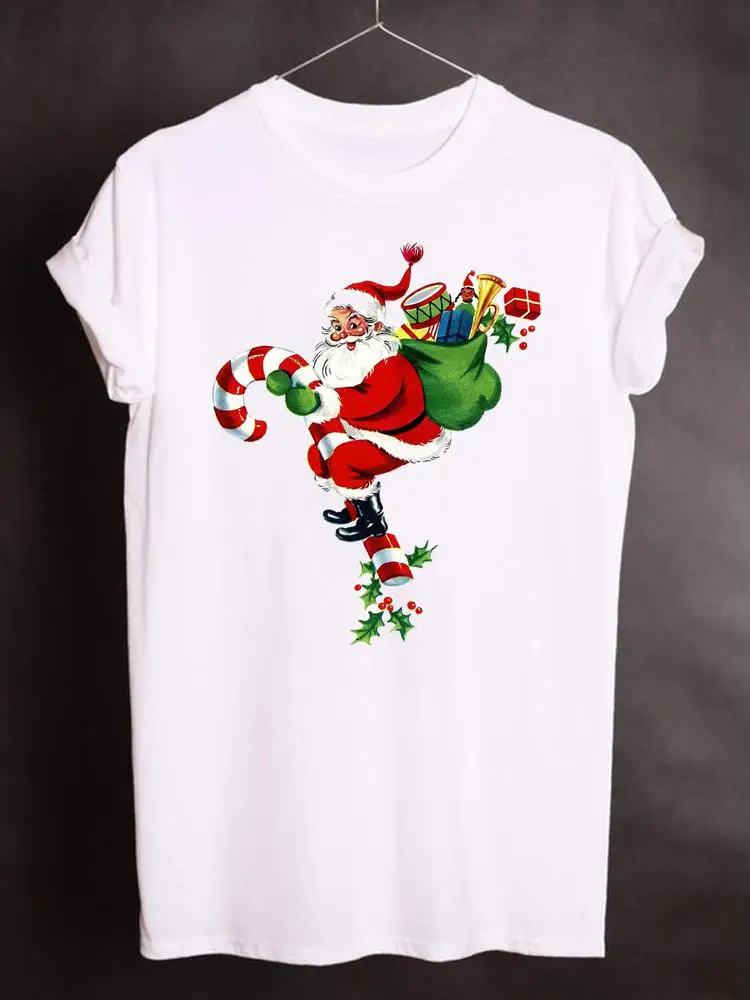 

Santa Clause Love Style Graphic T-shirt Merry Christmas Clothes Women Clothing Fashion Basic Tee Top Print T Shirt