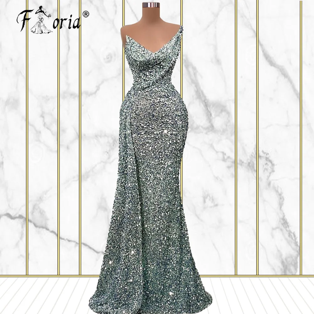 

Sweetheart Mint Green Sequined Evening Dresses For Women 2021 Long Simple Party Formal Gown African Evening Gowns Robe De Soiree