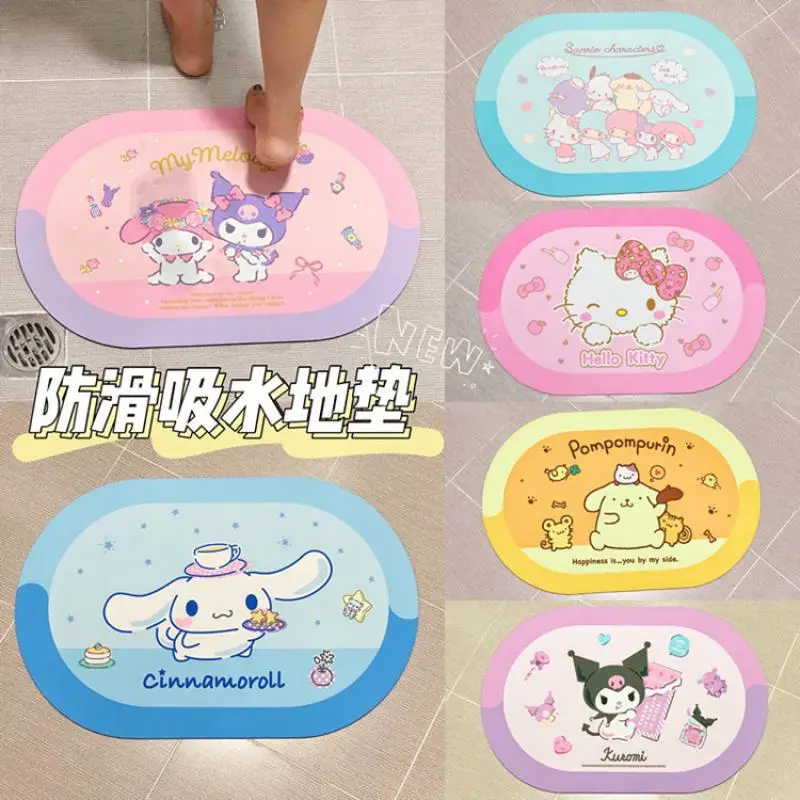 

Kawaii Sanrio Kuromi Hello Kitty Melody Cushion Pillow Water Uptake Anime Carpet Bathroom Non-slip Quick Drying Mat Kid Foot Pad