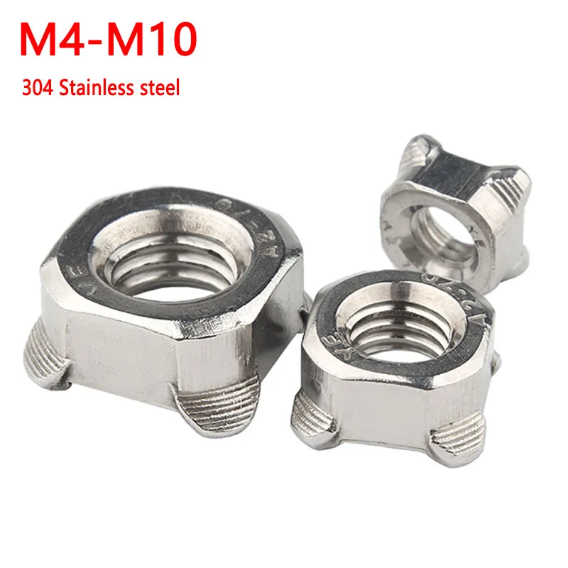 

1/5/10Pcs M4 M5 M6 M8 M10 Weld Nuts Square 304 A2 Stainless Steel Corner Welding Weld Nuts Weldnuts