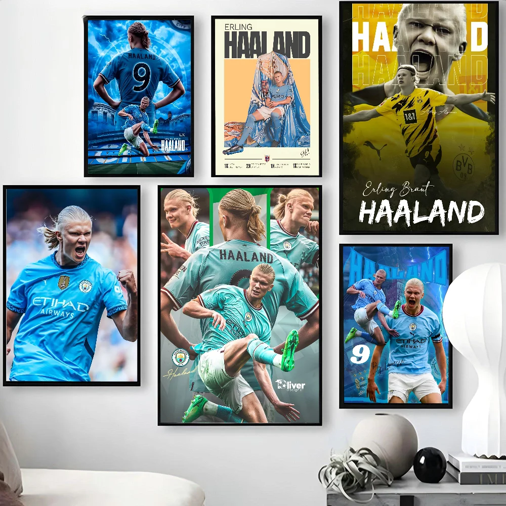 E-Erling B-Braut FootballStar H-Haaland плакат с бумажным принтом для дома гостиной спальни входа