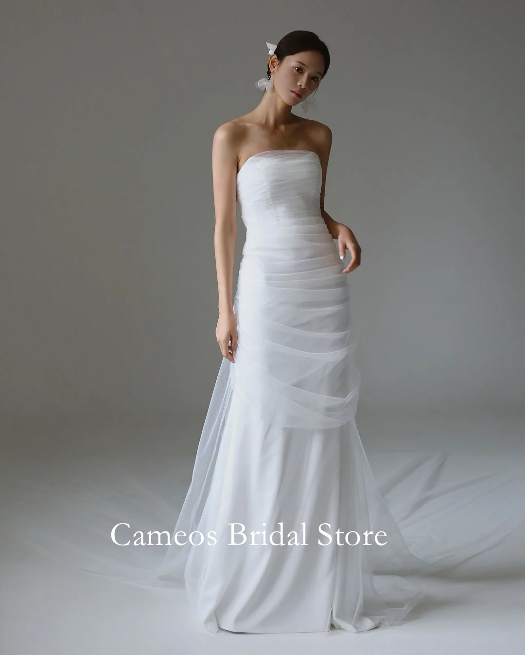 Colavis Asta Корейское свадебное платье русалки без бретелек с рюшами из тюля