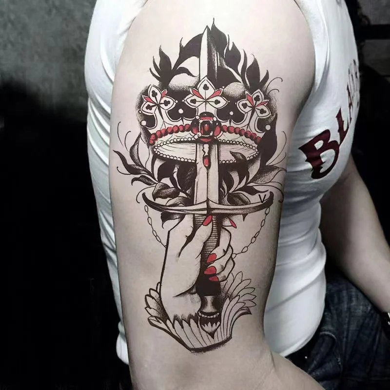 

Colorful The Angel's Sword Temporary Tattoo Stickers For Men Women Arm Body Art Waterproof Fake Tattos Party Decals Tatoos