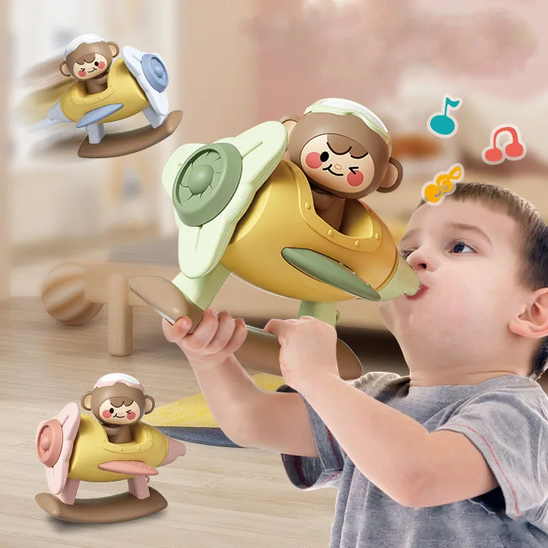 

Baby Spinning Sensory Toys for Toddlers 1-3 Whistle Trumpet Plane Toys for Kids Educational Children Gift Toy Musical Instrument