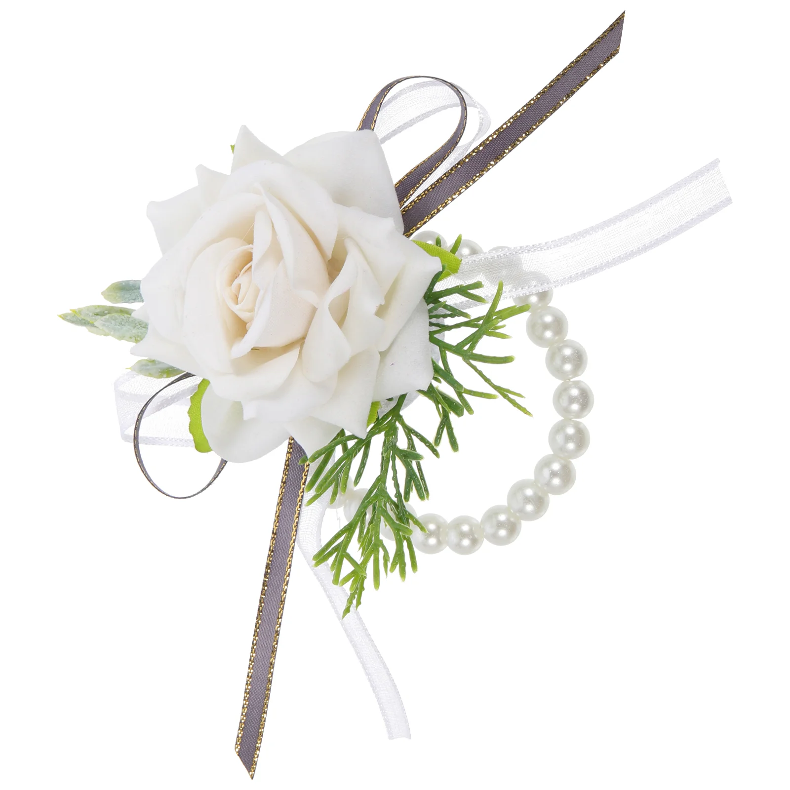 

Pearl Wrist Flower Bridegroom Wedding Decor Corsage Plastic Wristband Bridesmaid
