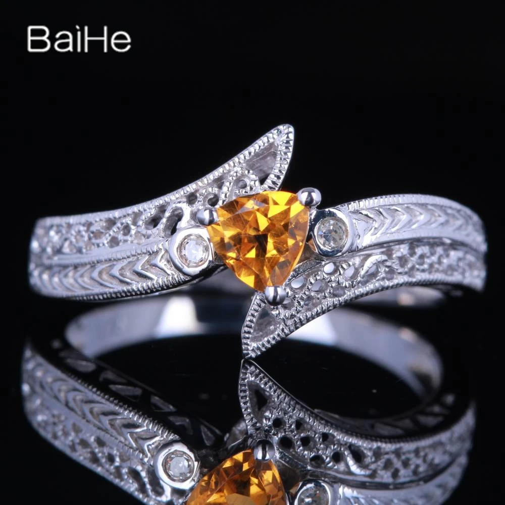

BAIHE Sterling Silver 925 Natural Citrine Ring Women Fine Jewelry Making Engagement Wedding Band кольцо кольцa خاتم السترين