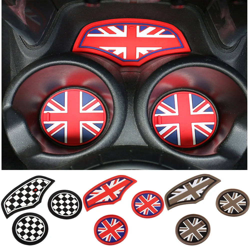 

3pcs Car Cup Pad Groove Coaster Auto Non-slip Mat Pad For Mini Cooper S JCW Clubman F54 F55 F56 F60 Countryman Car Accessories