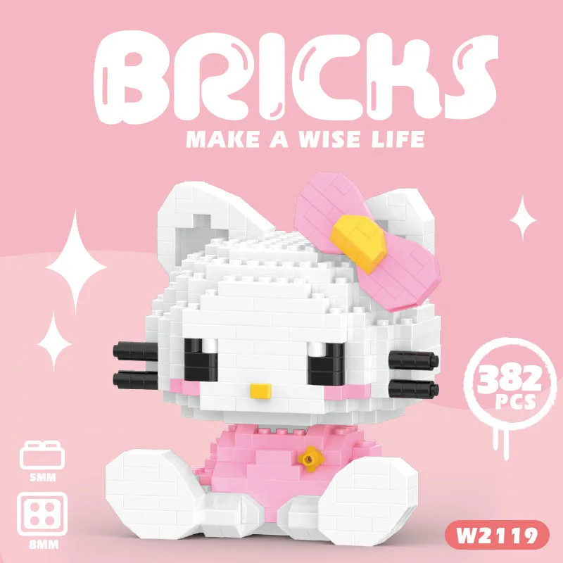 Sanrio, Hello Kitty строительный блок Y2K Kuromi Melody Cinnamoroll Аниме Фигурка строительный блок головоломки Сборка игрушки Pompompurin