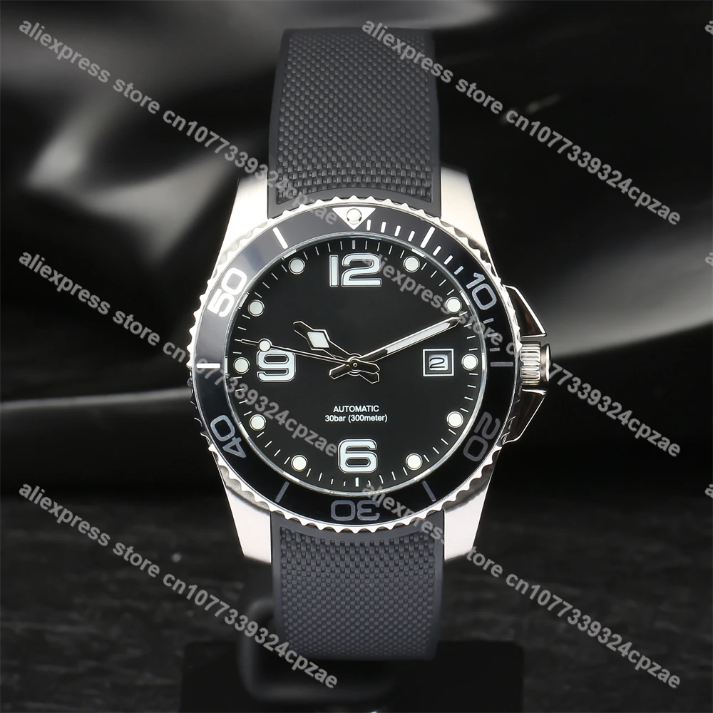 

Новинка 2023, мужские механические часы, Роскошные автоматические черные часы 41 мм из стали и резины для мужчин, мужские часы