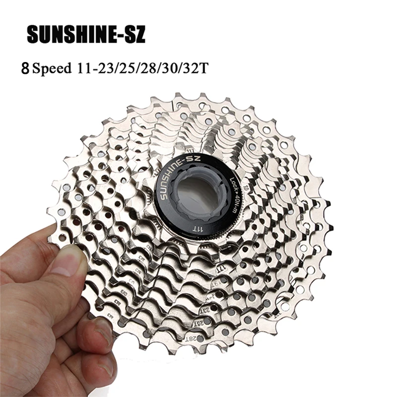 

SUNSHINE Road Bike 8 Speed Velocidade 11-23/25T/28T/30T/32T Bike Cassette Freewheel Sprocket Compatible for Parts Claris R2000