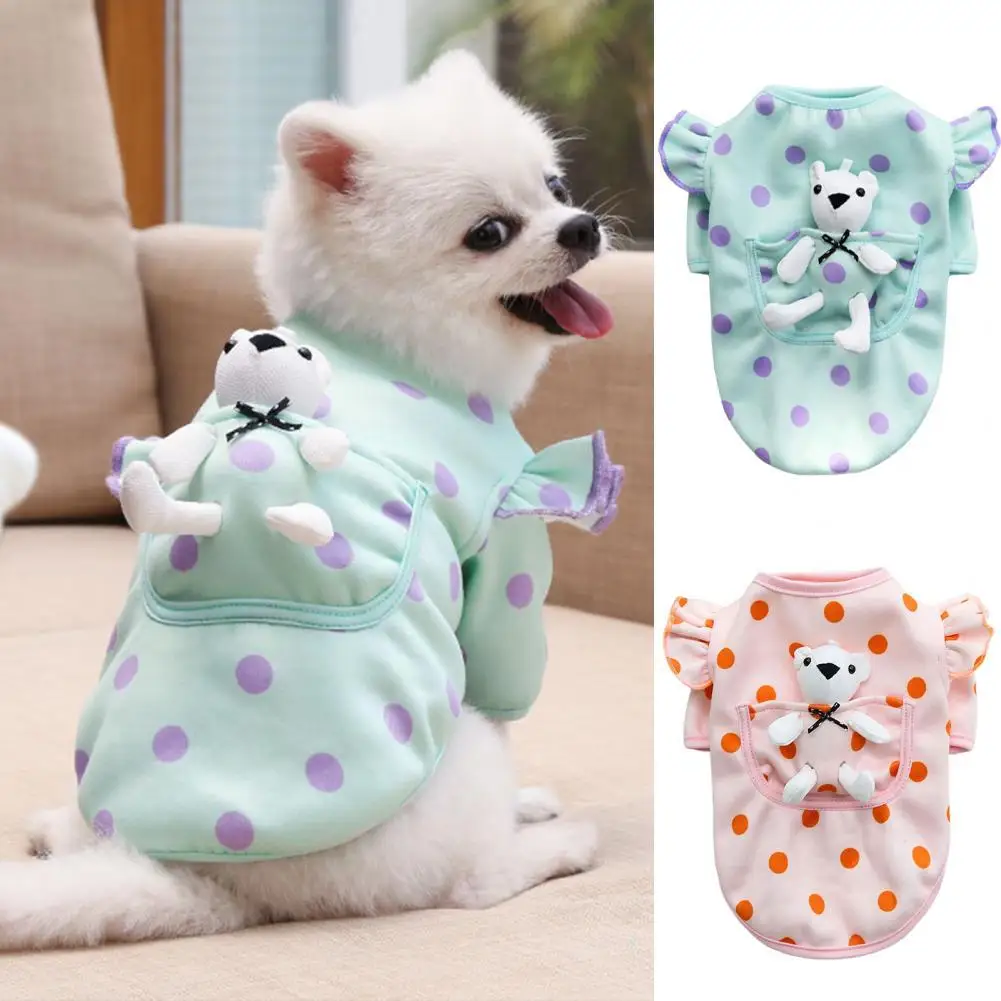 

Durable Pet Apparel Fly Sleeves Unisex Cute Dogs Cats Short Sleeve Tops Clothing with Doll Pet Clothes Dog Sweatshirt