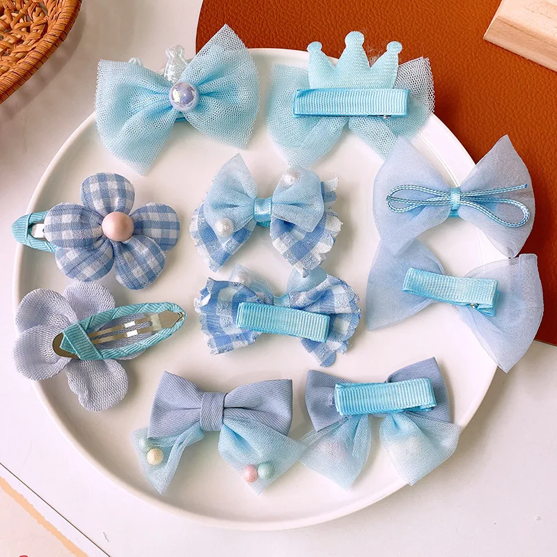 10 шт. милые тканевые сетчатые заколки для волос с бантом Цветочные универсальные