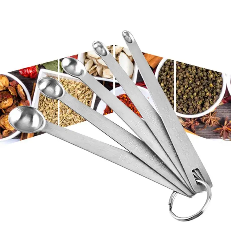 

5 шт./набор, ложка для приправ, из нержавеющей стали