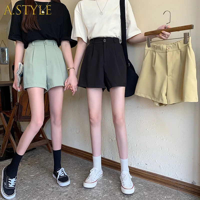 A GIRLS Shorts Women Fashion Casual Clothes Solid Color Elegant Office Lady Pocket Harajuku Vintage Summer All-match Ulzzang