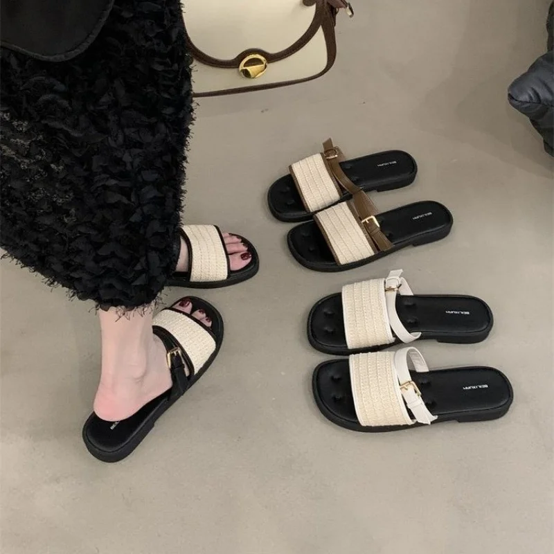 Шлепанцы женские резиновые сланцы низкие сандалии роскошная пляжная мягкая