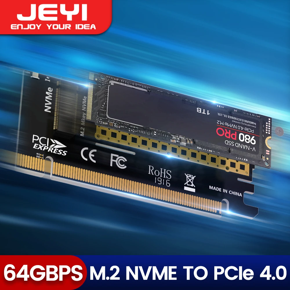 Переходник M.2 NVME/PCI-e 4,0x16, JEYI, 4,0, поддержка 2280/60/42/30