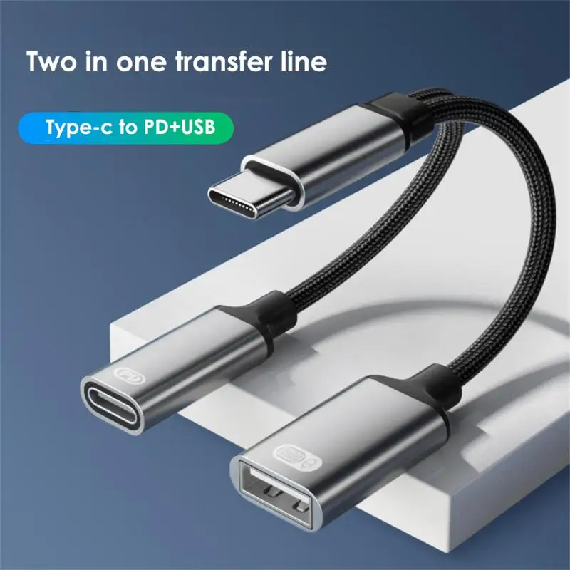 USB C OTG Cable Phone Adapter 2 in 1 Type C to USB A Adapter with PD Charging Port for Samsung Huawei Xiaomi Phone Laptop Tablet