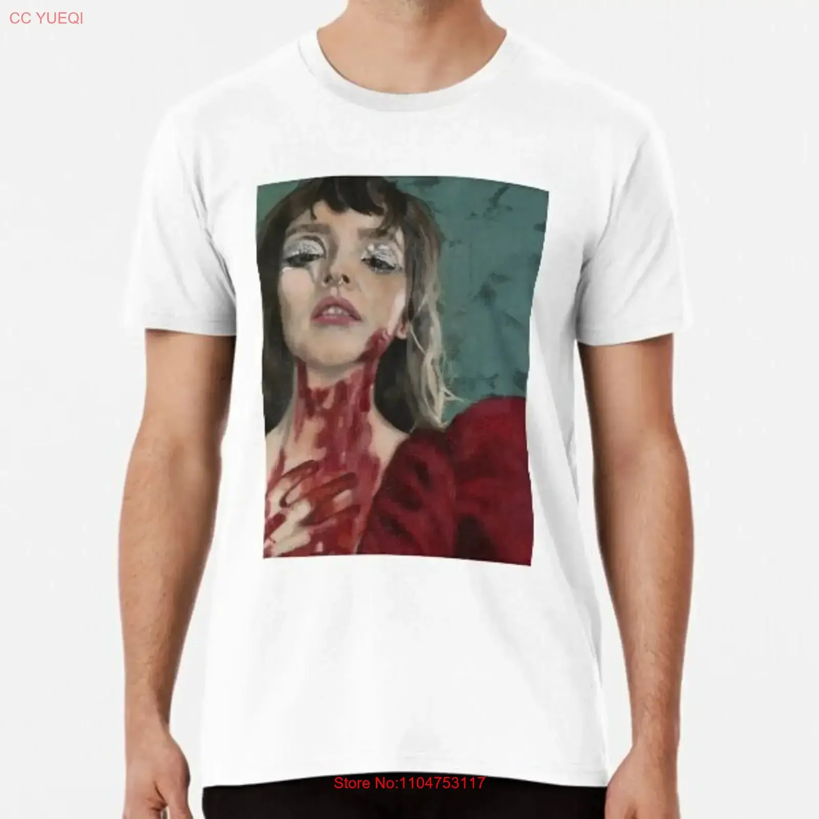 Фото НОВИНКА: Футболка Lauren Mayberry For Fan, полноразмерная, размер S-5XL, белая, BF517, винтажная, с эффектом потертости, дизайнерская одежда, слегка унисекс, эластичная. №1