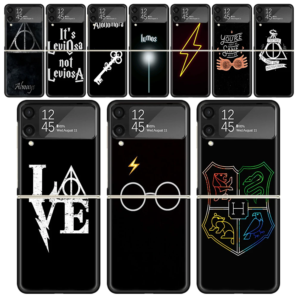 

P-Potters Love Always противоударный складной Жесткий Чехол для мобильного телефона Samsung Galaxy Z Flip 4 3 5G ТПУ Черный чехол для телефона Flip4 чехол