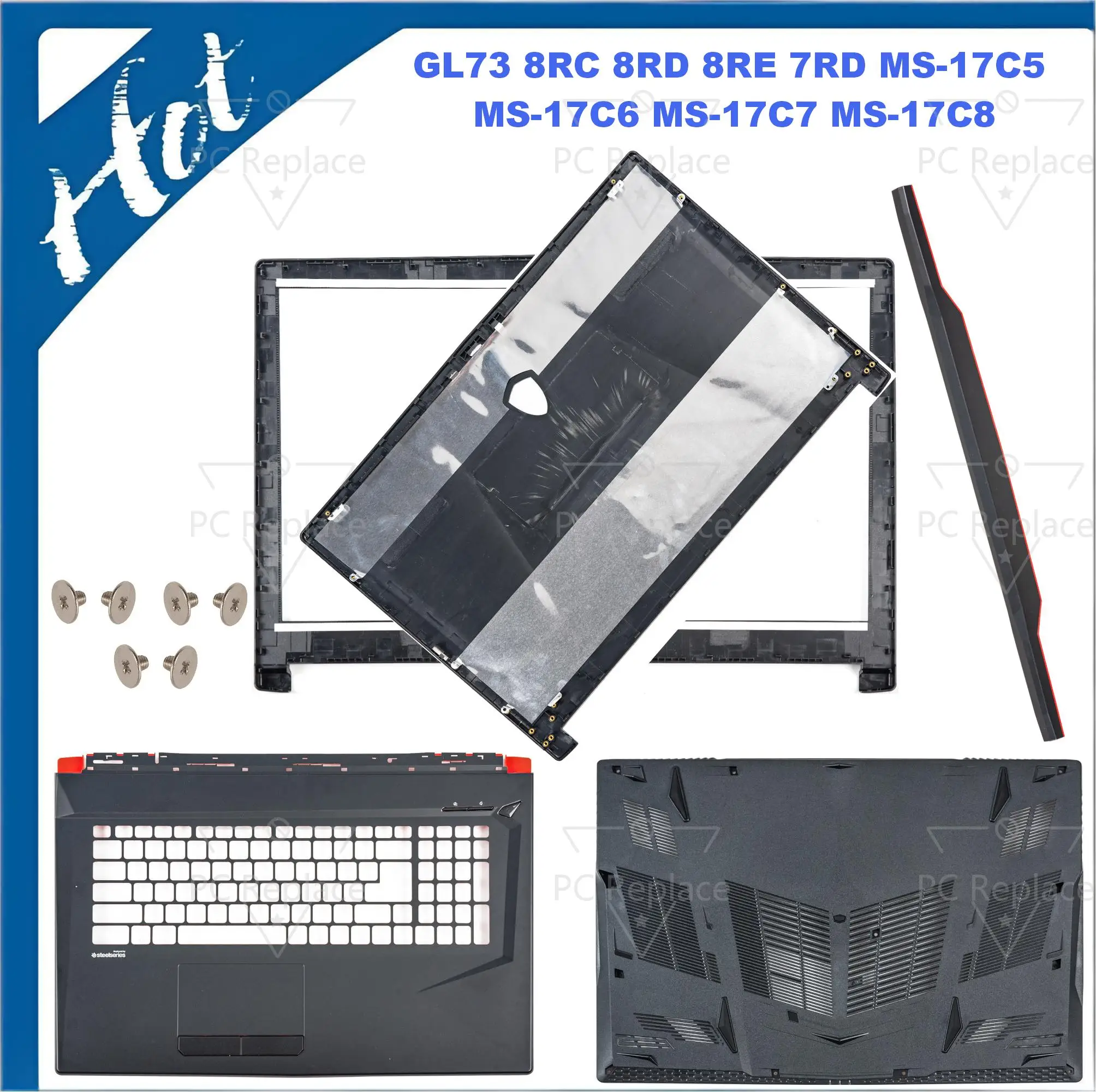 Фото Сменная крышка, совместимая с GL73 8RC 8RD 8RE 7RD MS-17C5 MS-17C6 MS-17C7 MS-17C8, задняя крышка, передняя рамка, верхняя основная крышка, 17 дюймов №1