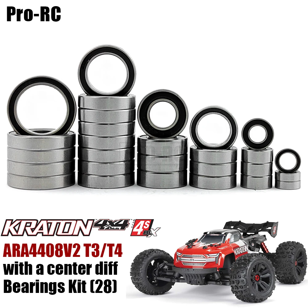 Комплект герметичных подшипников для Arrma 1/10 Kraton 4x4 4S BLX V2 w/ Center Diff 28 шт. ARA4408V2T3 /