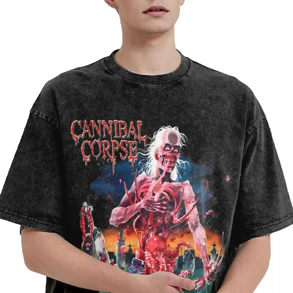 Моющиеся футболки Cannibal Dead Eaten Back To Life модная футболка Harajuku уличная одежда летние