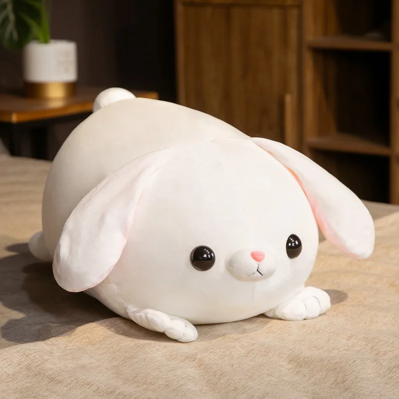 

45/55CM Kawaii Cute Rabbit Doll Lying Long Ear Bright Eyes Stuffed Fat Bunny Decompression Plush Toy Backrest Gifts