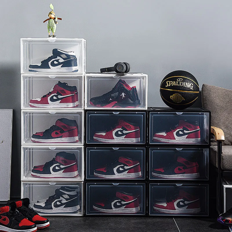 

Dustproof Storage Box, Stackable Shoe Cabinet, High-Top, AJ Shoes Organizers, Shoe Rack, Transparent Sneaker Box, 2Pcs