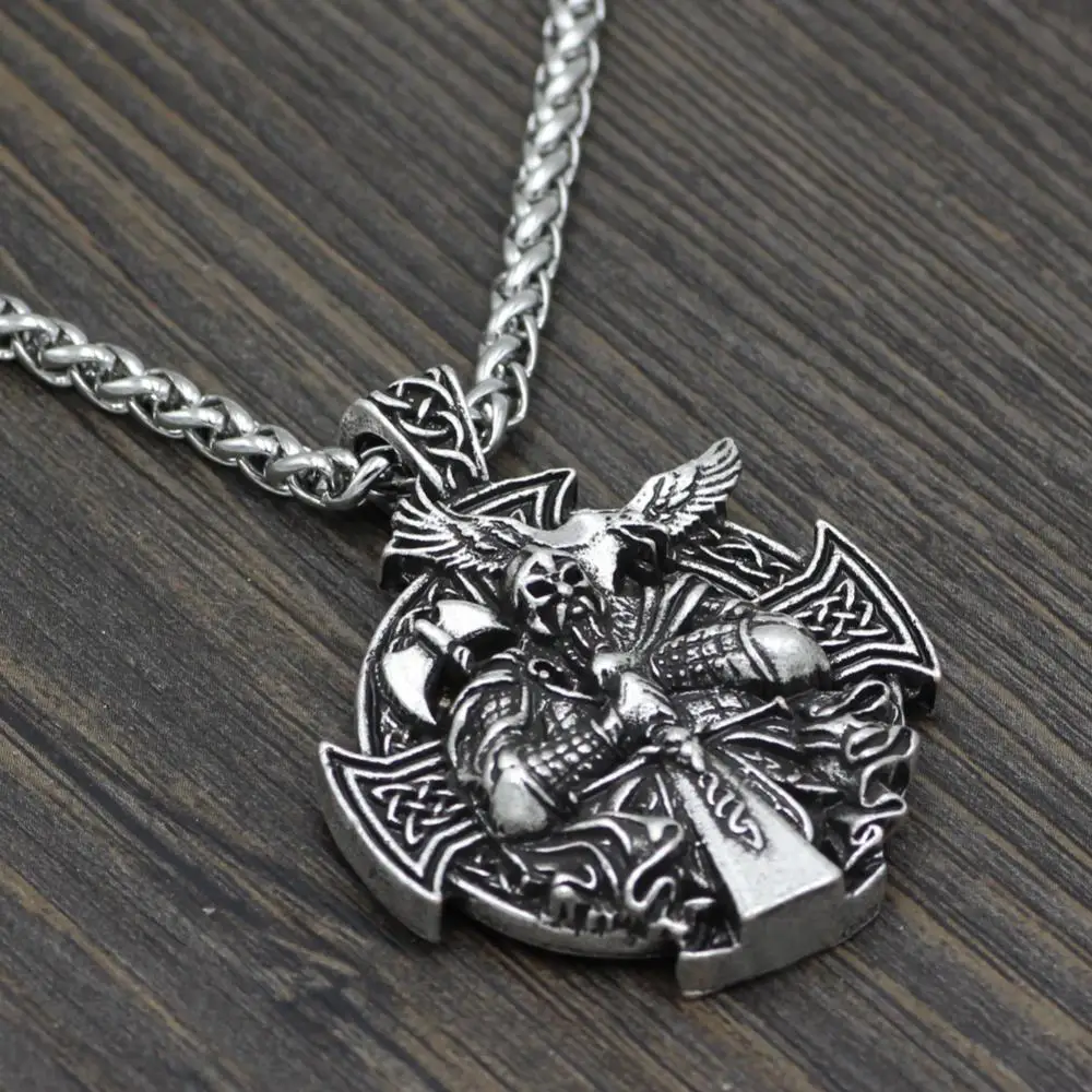 

Myth Odin Cross Crow Pendant Necklace Men's Necklace Fashion Metal Thor's Hammer Religious Accessorie Party Vintage Jewelry