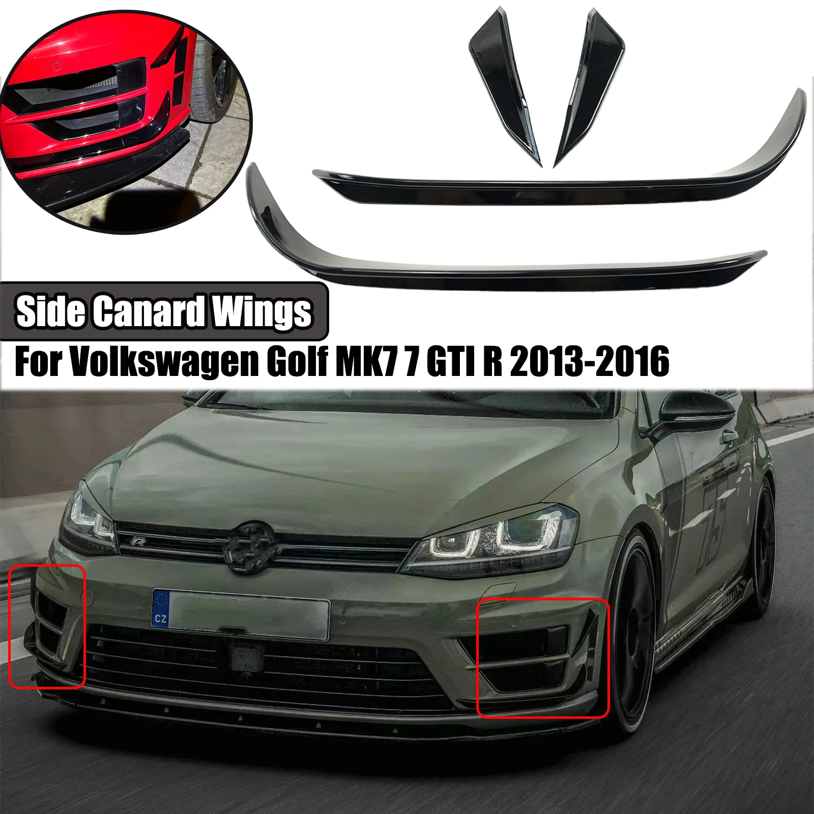 

Передний бампер Aero Kit, боковые крылья Canard для Volkswagen Golf MK7 7 GTI R 2013-2016, внешний аксессуар в стиле RevoZport