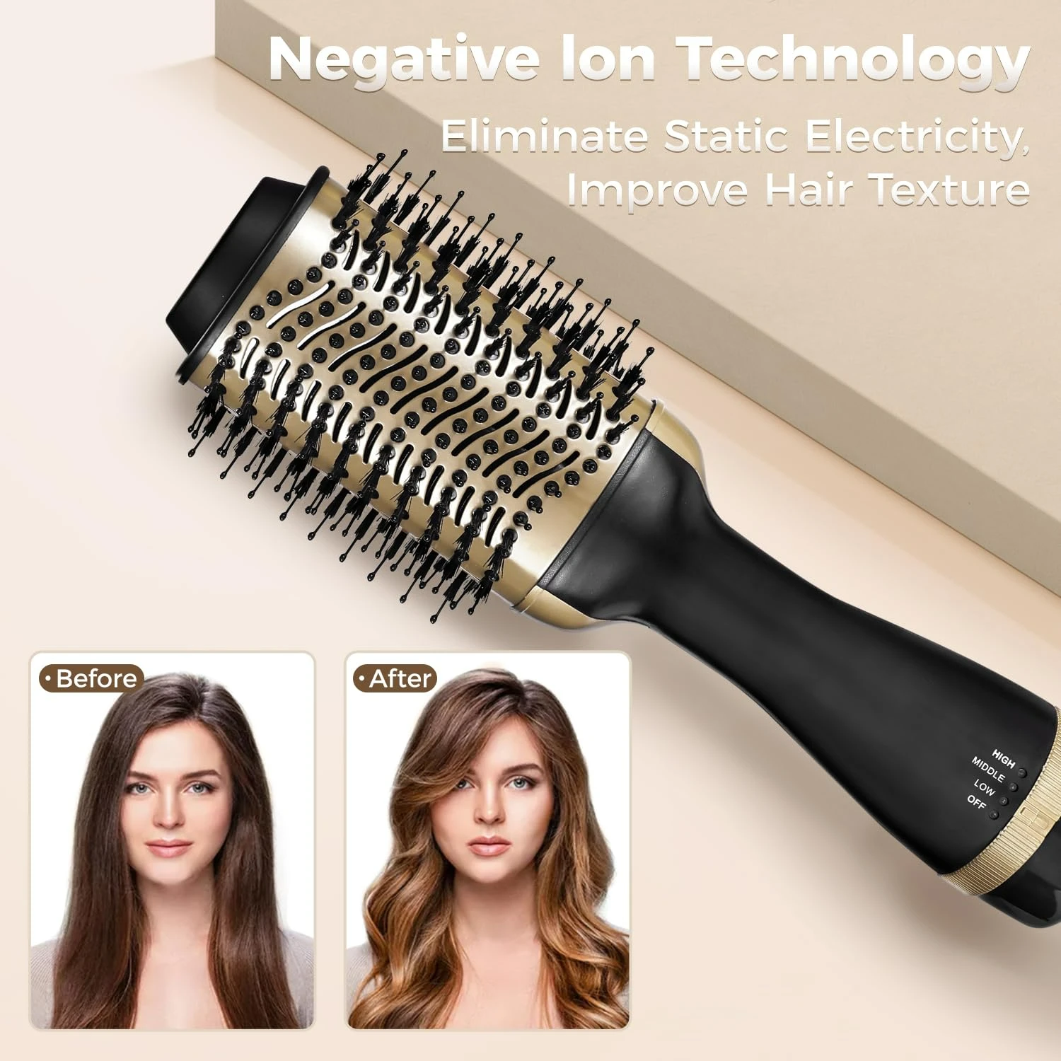 Щетка для фена 4-в-1 Volumizer Styler профессиональная золотая щетка сушки горячим