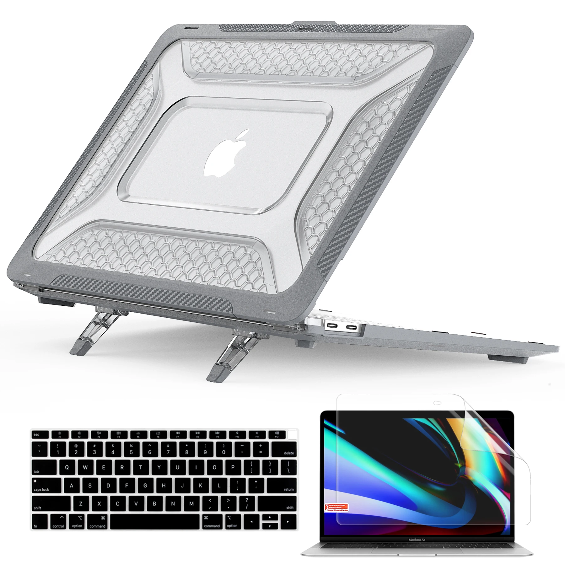 

Ударопрочный сверхпрочный защитный чехол 3 в 1 для 2020 MacBook Air M1 A2337 A2179 A1932 2019 дюйма складной чехол с подставкой и пленкой для клавиатуры