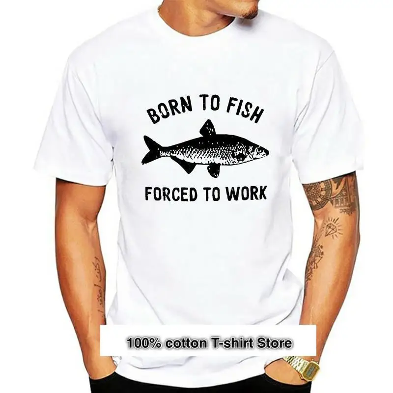 

Camiseta de Born To Fish Forced To Work para hombre, regalo para papá, Día del Padre, papá, pesca