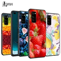hot fruits food silicone cover for huawei p50 p40 p30 p20 pro p10 p9 f8 lite e plus 2016 5g black tpu phone case