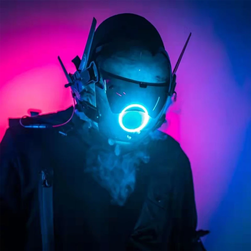 Киберпанк маска кольцо свет светильник футуристический Dystopian Cospla аксессуары