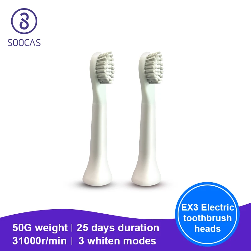 

SOOCAS EX3 Toothbrush Head Original Xiaomi Youpin Electric Sonic Tooth Brush Heads 2pcs Replacement Head DuPont Bristles PINJING