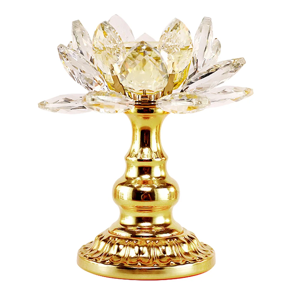 

1pc Unique Lotus Shape Crystal Delicate Stand Candleholder Tea Holder