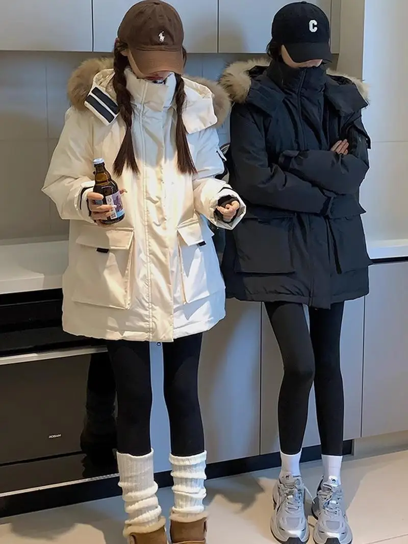 Теплый пуховик одежда с хлопковой подкладкой женские комбинезоны парка образ