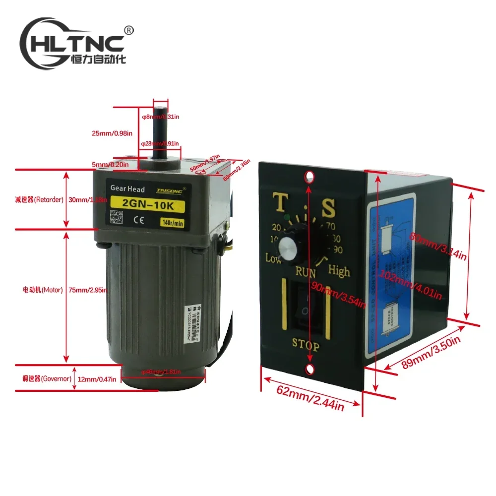 Низкая скорость длительный срок службы однофазный 220 В 6 Вт-400 Вт 1500 об/мин