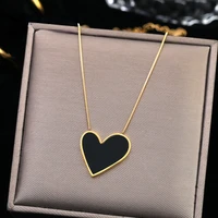 european and american sexy black peach heart pendant gold stainless steel necklace girls sexy necklace accessories for woman