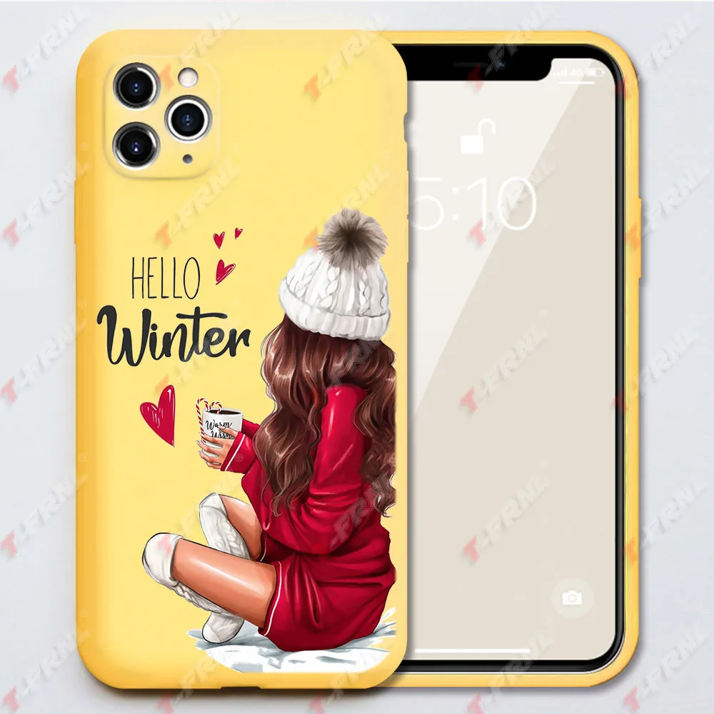 For iPhone 12 mini Pro case Yellow soft TPU case for iPhone 6 6S 7 8 Plus XS 11 13 Pro Max case Fashion women for iPhone 7 case