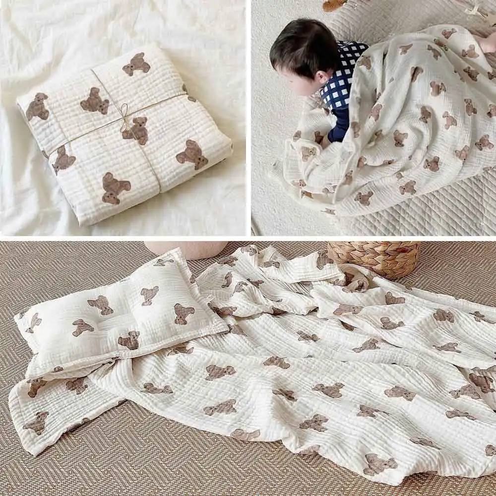 

Детское муслиновое Пеленальное Одеяло с принтом медведя, милое Пеленальное Одеяло для новорожденных, постельное белье, мягкое детское покр...