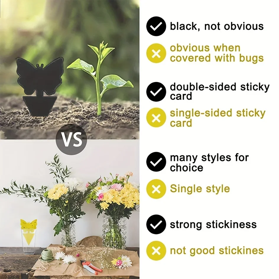 12/24 Шт. Черные Липкие Ловушки Для Мух Двусторонний Мощный Клей Борьбы С