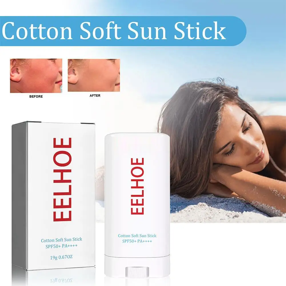 

19g Cotton Soft Sun Stick SPF 50+For Face Sunscreen Sunblock Skin Moisturizing UV Protective Cream Care